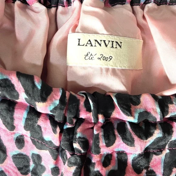 Lanvin Pink and Black Leopard Print Mini Skirt